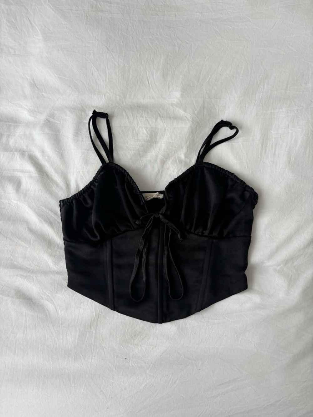 LA Hearts Black Satin Corset Top – Size Small